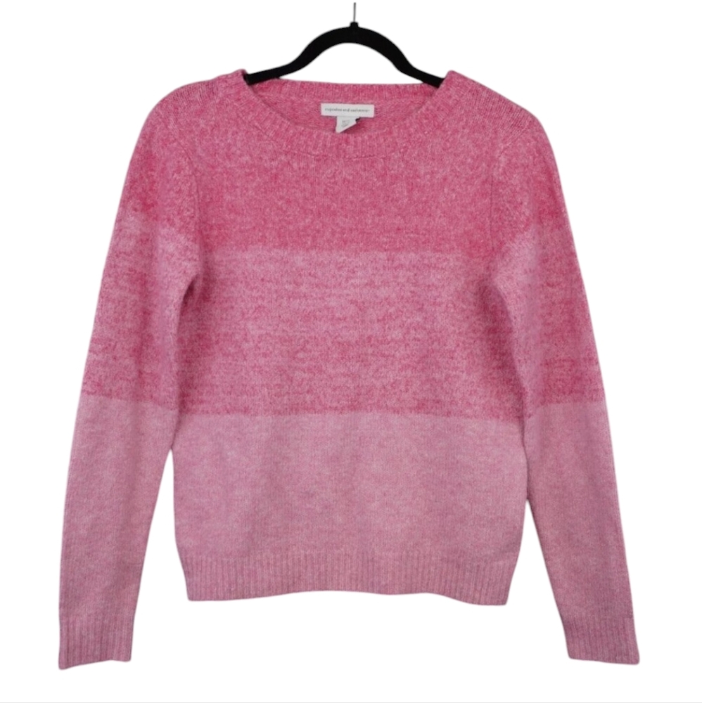 Cupcakes and Cashmere Women's Sweater Pink White Colorblock XSmall Crewneck Soft
